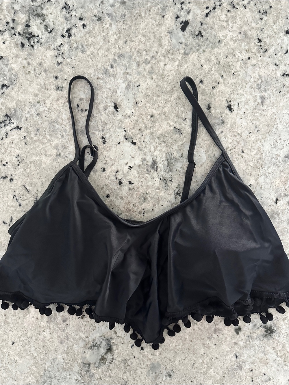 Tempt Me bikini top Large swim Pom Pom black